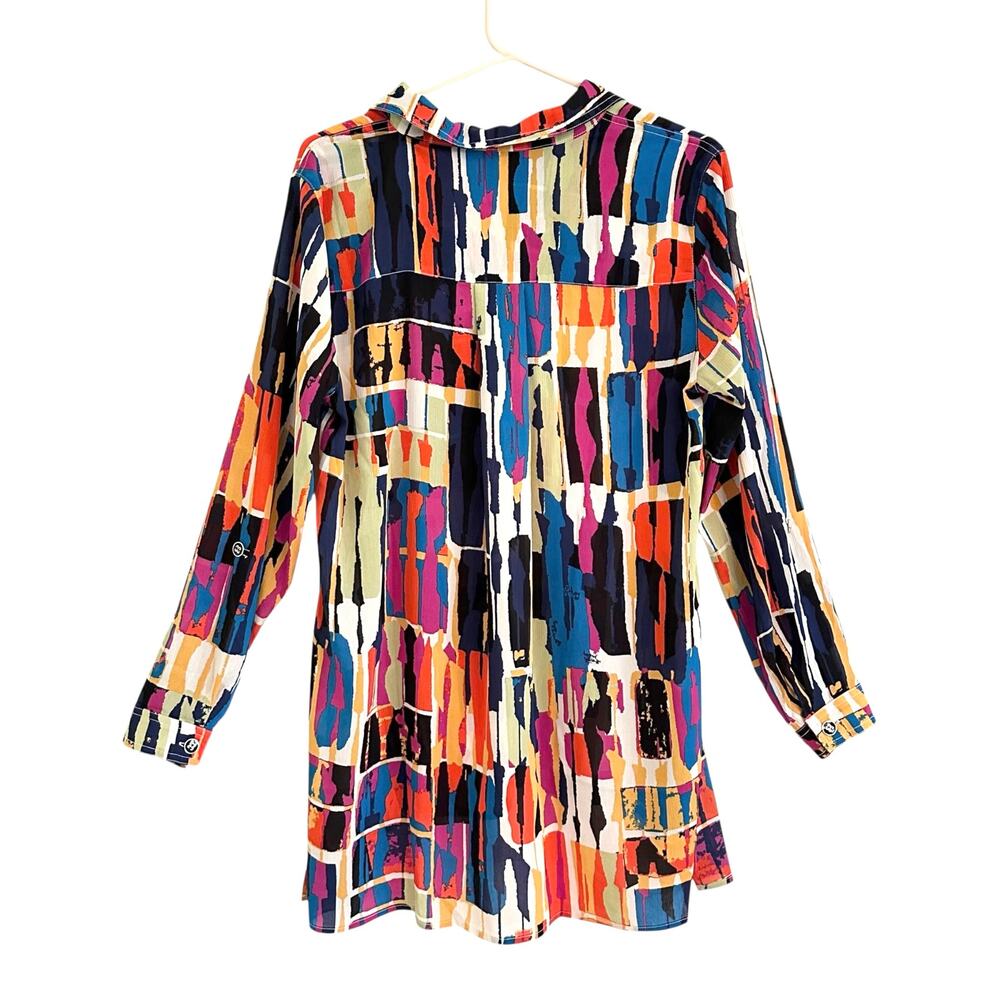 Multiples Abstract Geometric Button Front Tunic S… - image 4
